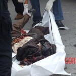 Bloody end of cyclist