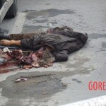 Bloody end of cyclist