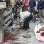 Bloody end of cyclist