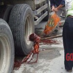Bloody end of cyclist