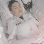 Funeral of Asian woman in uniform