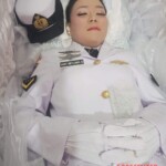Funeral of Asian woman in uniform