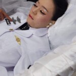 Funeral of Asian woman in uniform