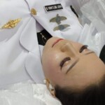 Funeral of Asian woman in uniform