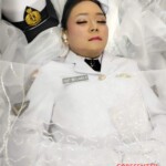 Funeral of Asian woman in uniform