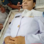 Funeral of Asian woman in uniform