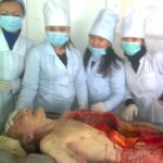 Medical students photo in morgue