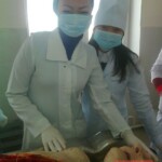 Medical students photo in morgue