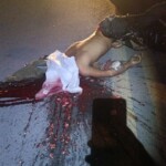 Motorcyclist's brain splattered on the road