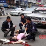 Woman with cracked skull