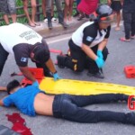 Bloody aftermath of motorcycle accident