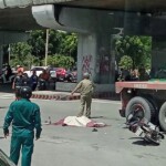 Vietnamese woman on scooter hit & run over by truck