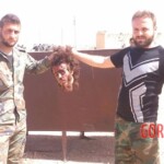 Syrian soldiers taking photos with severed rebel heads