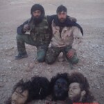 Syrian soldiers taking photos with severed rebel heads