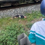 Young Vietnamese guy on scooter hit by train