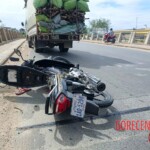 Young woman's leg is crushed by concrete mixer truck