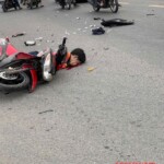 Speeding biker crashes and falls face first onto asphalt