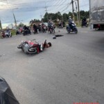 Speeding biker crashes and falls face first onto asphalt
