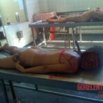 Murderer left knife stuck in his victim's neck