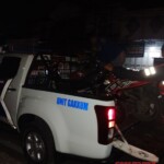 Bloody aftermath of collision between two motorcycles