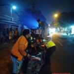 Bloody aftermath of collision between two motorcycles