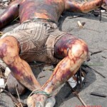 Tied male corpse washed up on shore