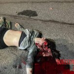 Female suicidal jumper finished off by car