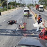 Thai female motorcyclist crushed by truck