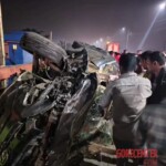 Motorcyclist sent flying off bridge in traffic accident