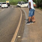 Horrific aftermath of head-on crash between car and bus