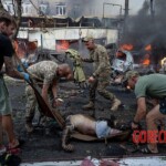 Aftermath of Russian strike on city of Kostiantynivka
