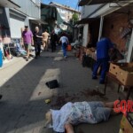 Aftermath of drone strike on city of Tokmak