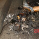 Woman burst into flames on street