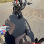 Brazilian influencer Ariane Martins crashes during motorcycle stunt